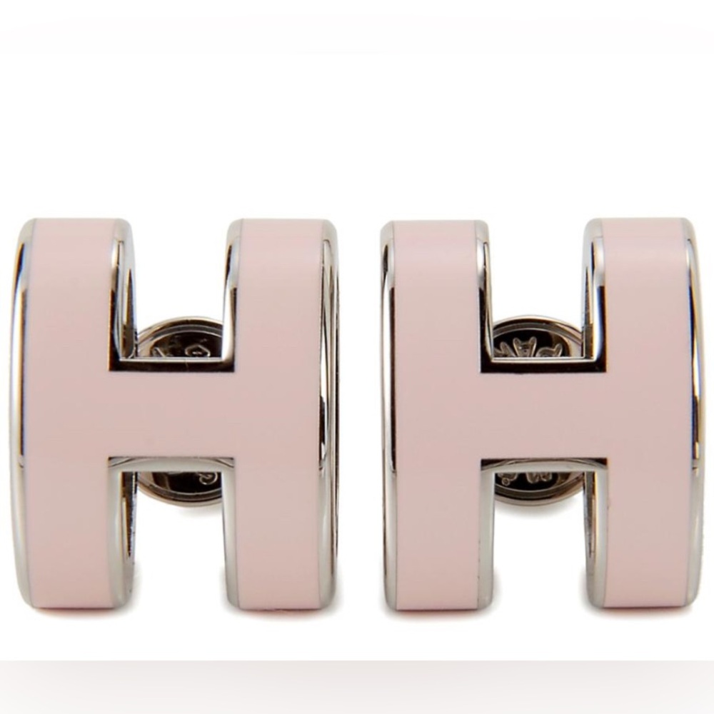 AUTHENTIC Hermes Cage d’H Cube Pink/Silver Earrings w/ Original Box & Ribbon - Picture 2 of 14